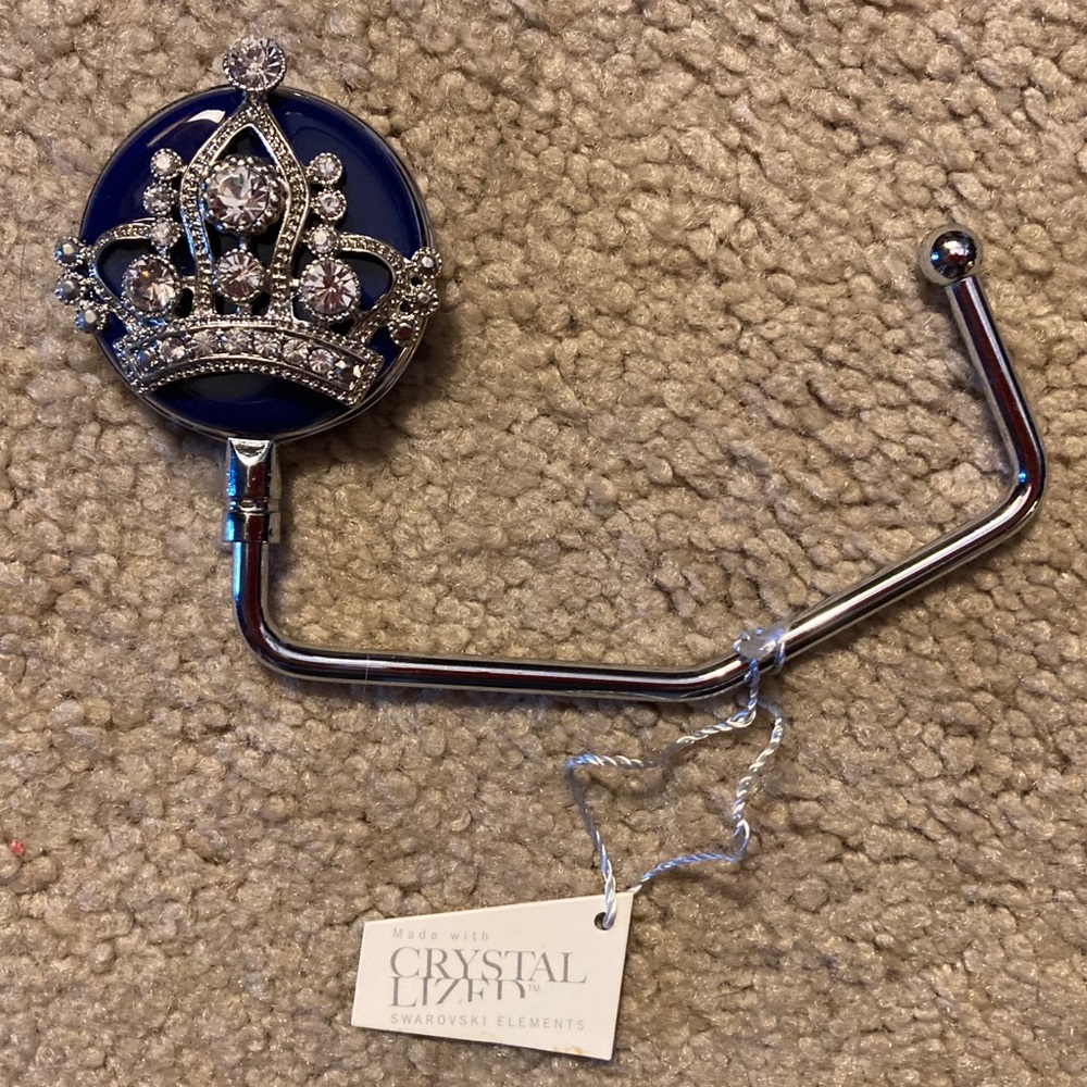 Swarovski Crystal Crown Design on Enameled Purse Hanger/Holder